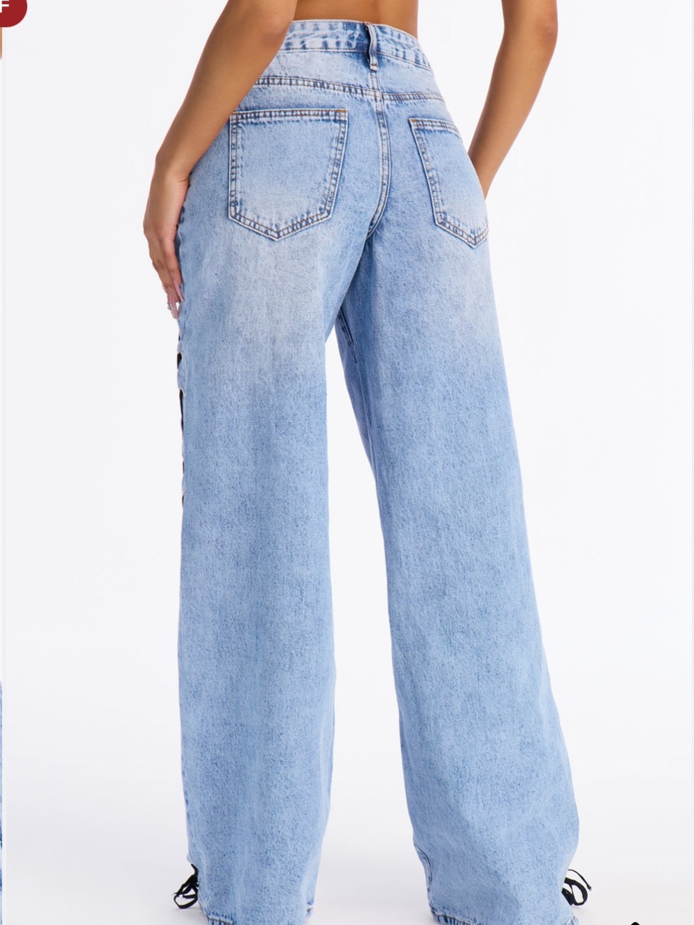 Light Blue Wide-Leg Lace-Up Jeans Fashion Nova 5 - Picture 3 of 3